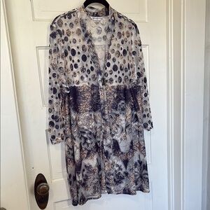 Sheer Burn Out Patterned Kimono Robe or Beach Cover up Topper